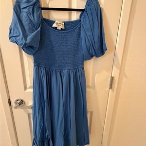 JessaKae Blue Puff Sleeve Casual Dress